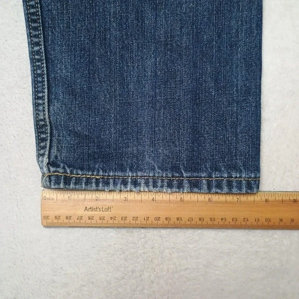 Levis 505 Jeans Mens 34x36 Blue Straight Medium Wash Denim 5-Pocket Distressed